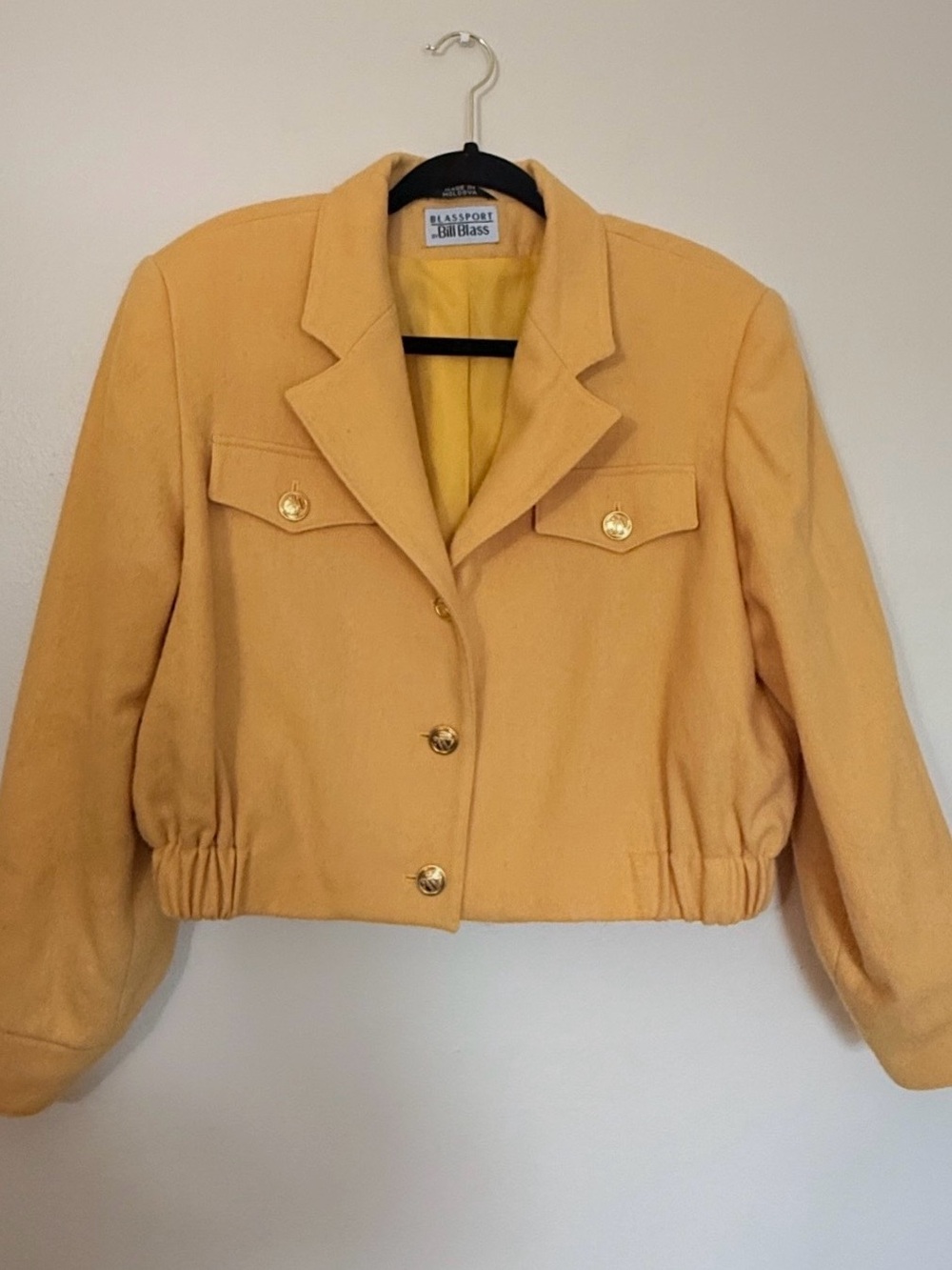 Vintage Blassport by Bill Blass Yellow Blazer Button Up Jacket